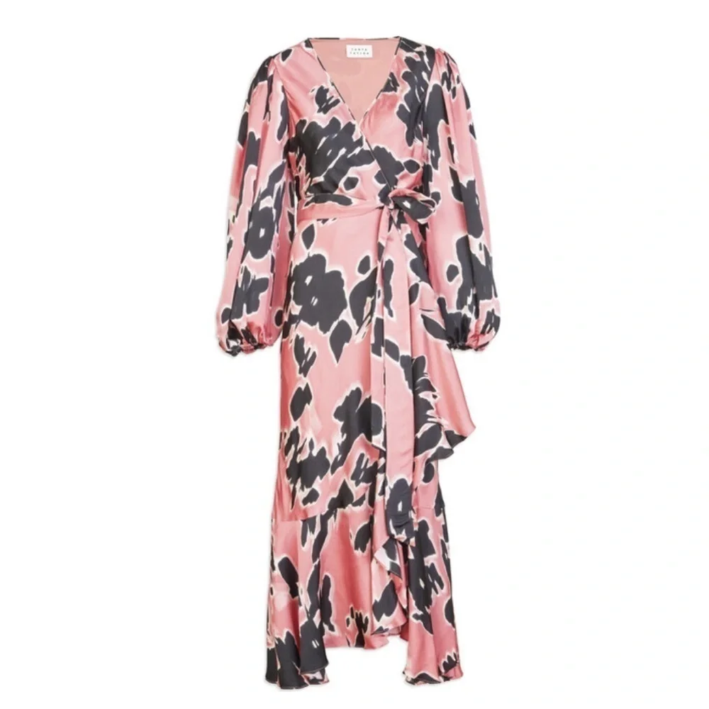 TANYA TAYLOR  Women's Long Sleeve Blaire Dress, Garnet Rose Multi